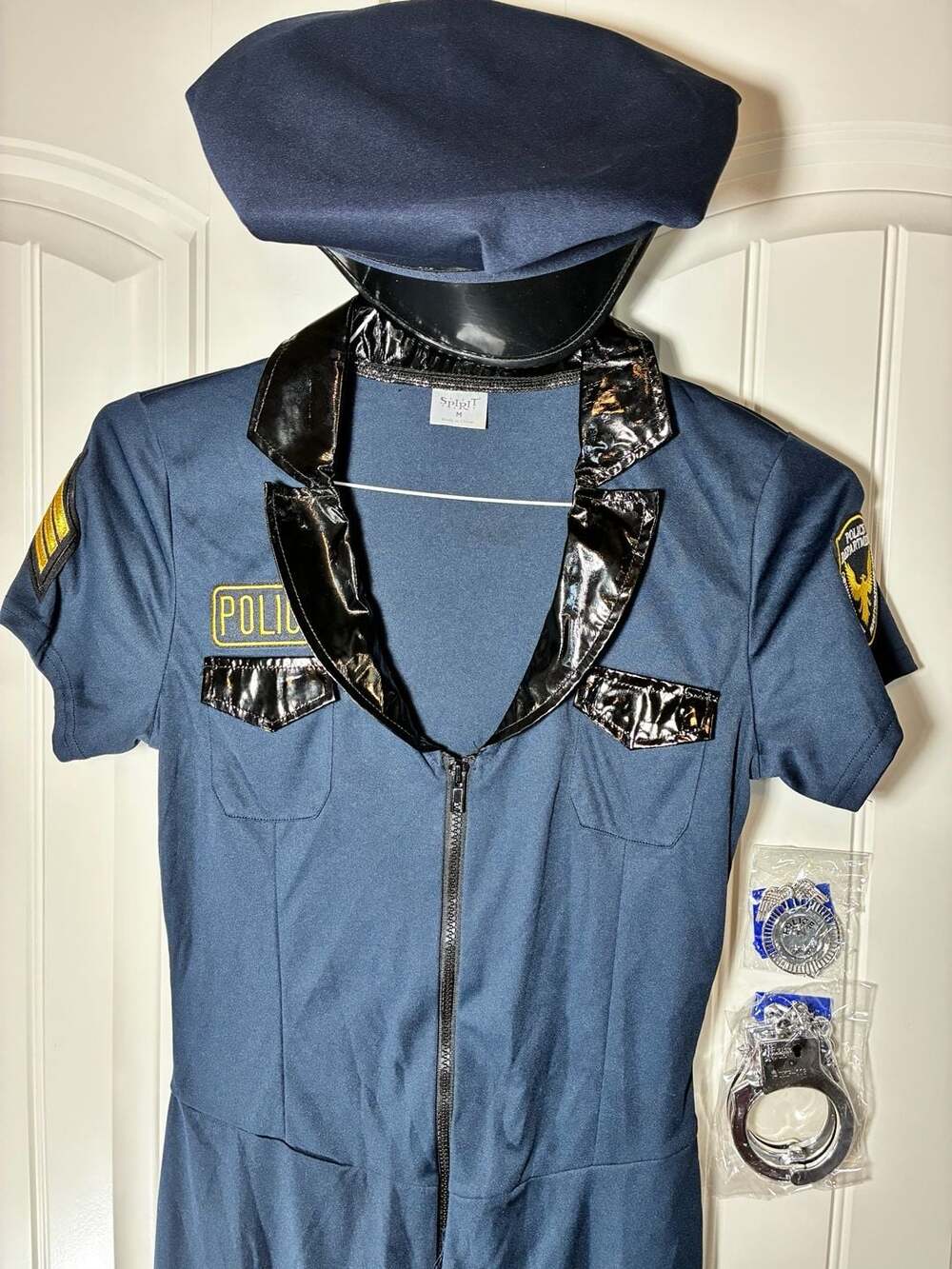 Spirit Police Officer Costume Jumpsuit Size M Blue, Halloween Costume